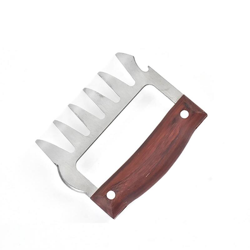 2 PCs/Set Bear Claws Wooden Handle Barbecue Fork Tongs Pull Meat Divided Meat Shred Pork Clamp Roasting Fork Black BBQ Tool