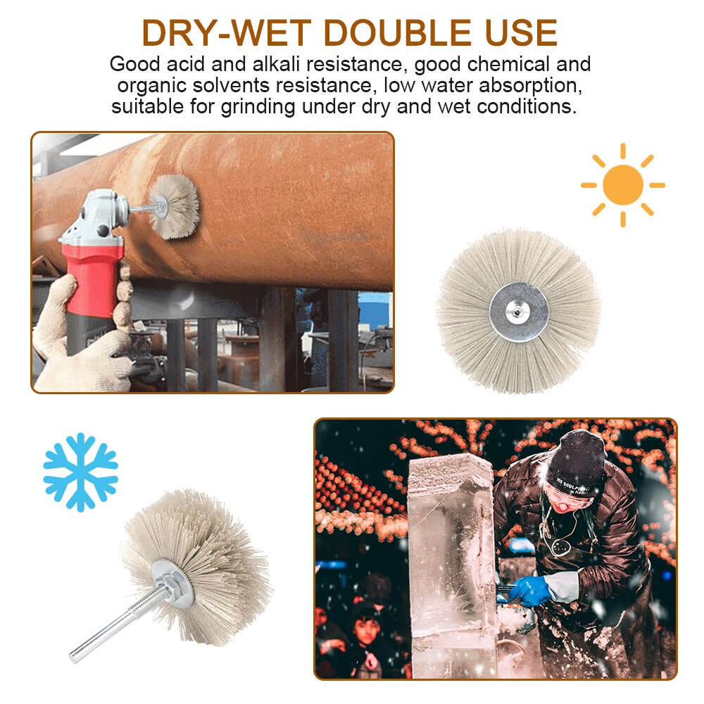 2020 Deburring Buff Brush Abrasive Alumina Wire Brush Head Deburring Buff Wheel Polishing Brush For Woodworking