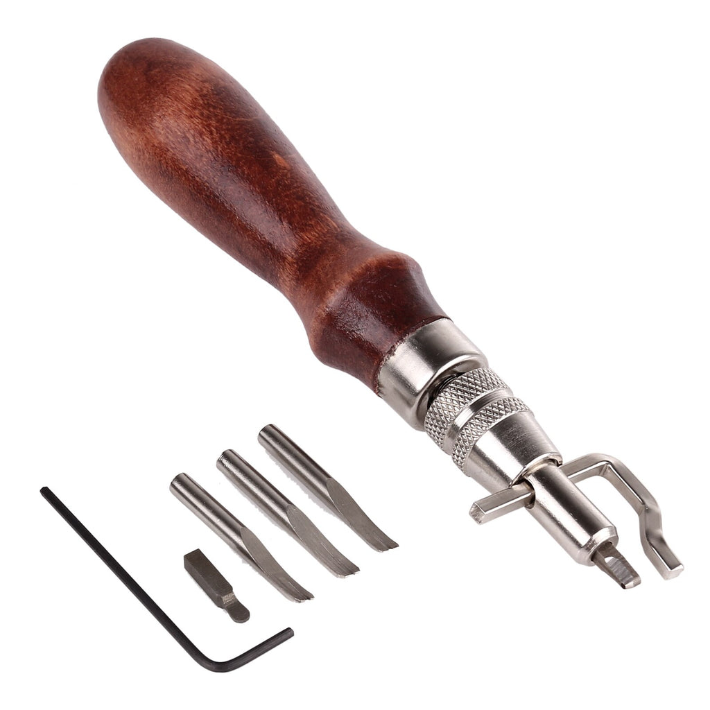 5 In 1 DIY Leathercraft Adjustable Pro Stitching Groover Crease Leather Tools Edge Skiving Beveling Knife Sewing Cutting Tools