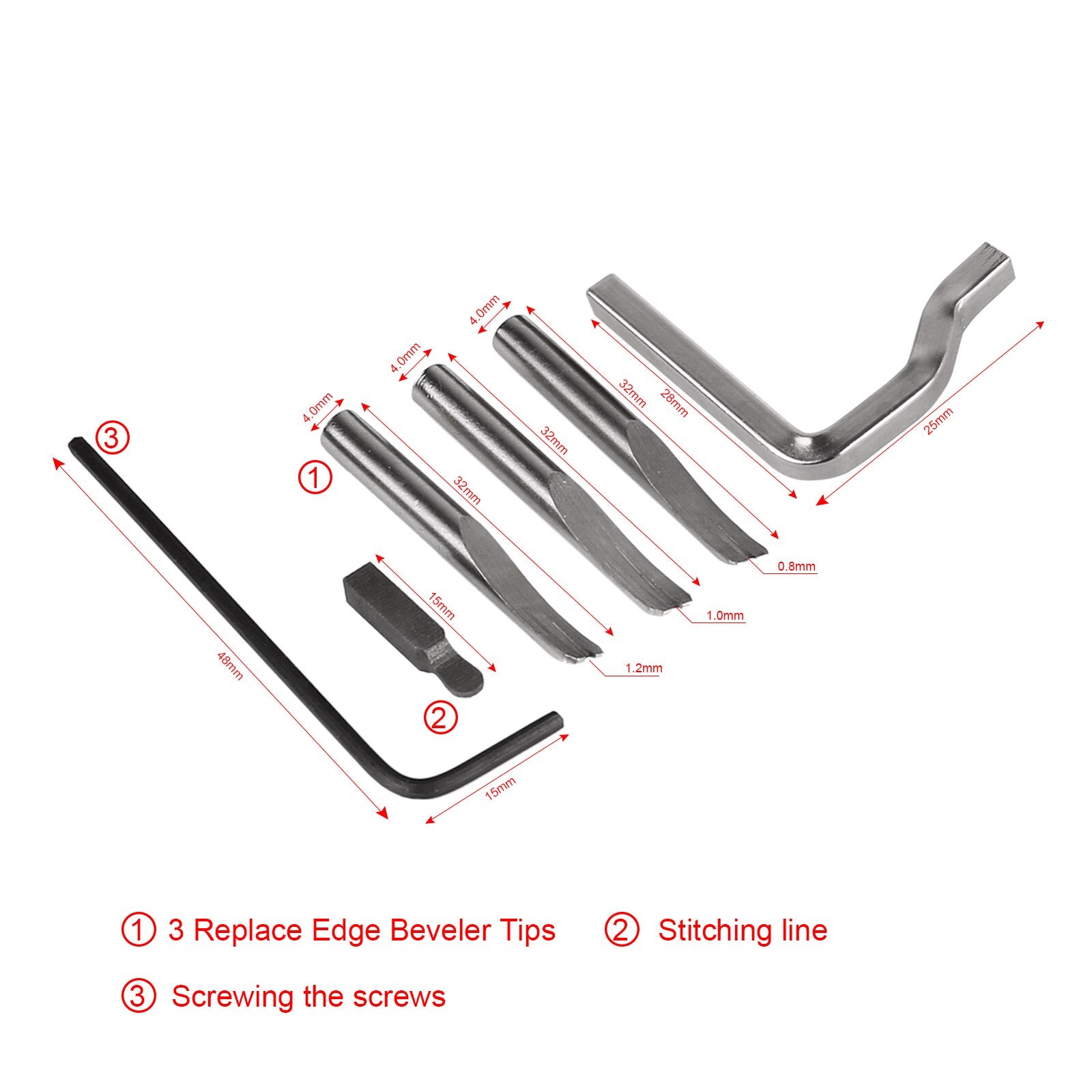 5 In 1 DIY Leathercraft Adjustable Pro Stitching Groover Crease Leather Tools Edge Skiving Beveling Knife Sewing Cutting Tools