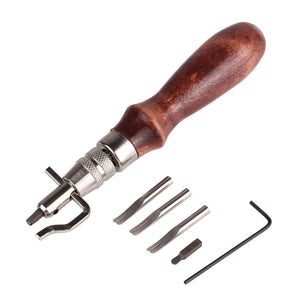 5 In 1 DIY Leathercraft Adjustable Pro Stitching Groover Crease Leather Tools Edge Skiving Beveling Knife Sewing Cutting Tools
