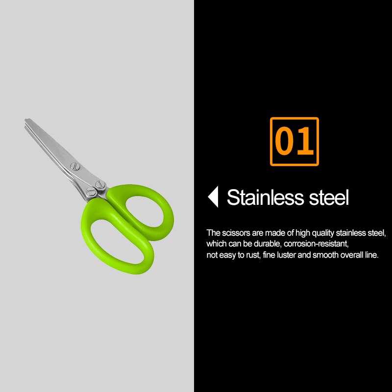 5 Layers Kitchen Scissor Shredded Chopped Scallion Cutter Multi-Layer Scissor Cook Tool Kitchen Scissor