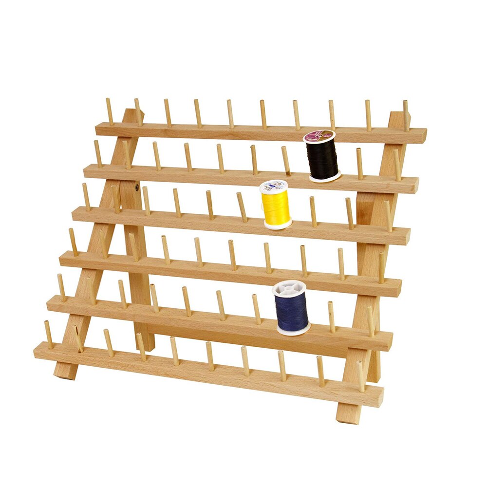 60 Axis Wood Thread Rack Spool Sewing Organizer Wood Thread Tailor Rack Beechwood Thread for Sewing Quilting Embroidery