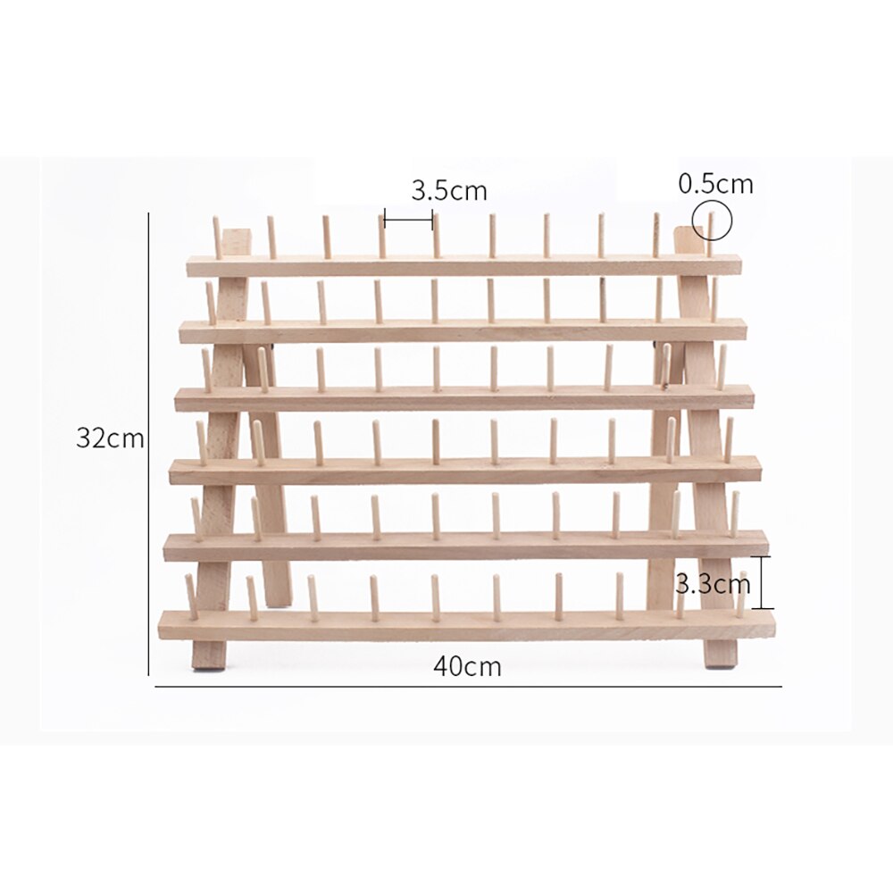 60 Axis Wood Thread Rack Spool Sewing Organizer Wood Thread Tailor Rack Beechwood Thread for Sewing Quilting Embroidery