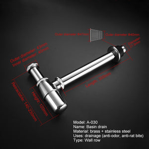 Basin Trap Round Sink Bottle P-Trap Waste Pipe Tube Adjustable Height Pop-Up Drain Stopper Kit Bathroom Sink Trap Waste Pipe