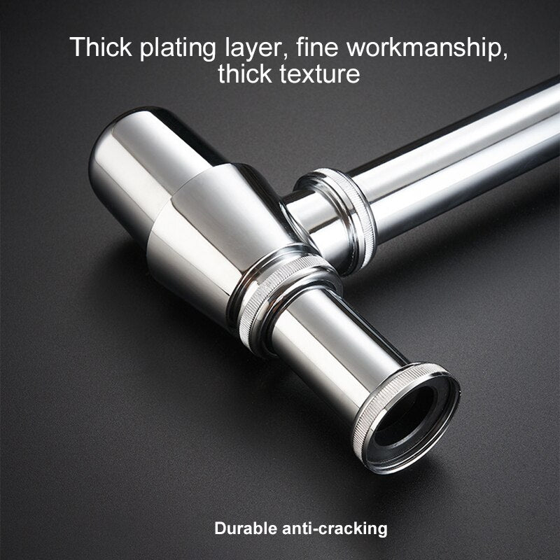 Basin Trap Round Sink Bottle P-Trap Waste Pipe Tube Adjustable Height Pop-Up Drain Stopper Kit Bathroom Sink Trap Waste Pipe