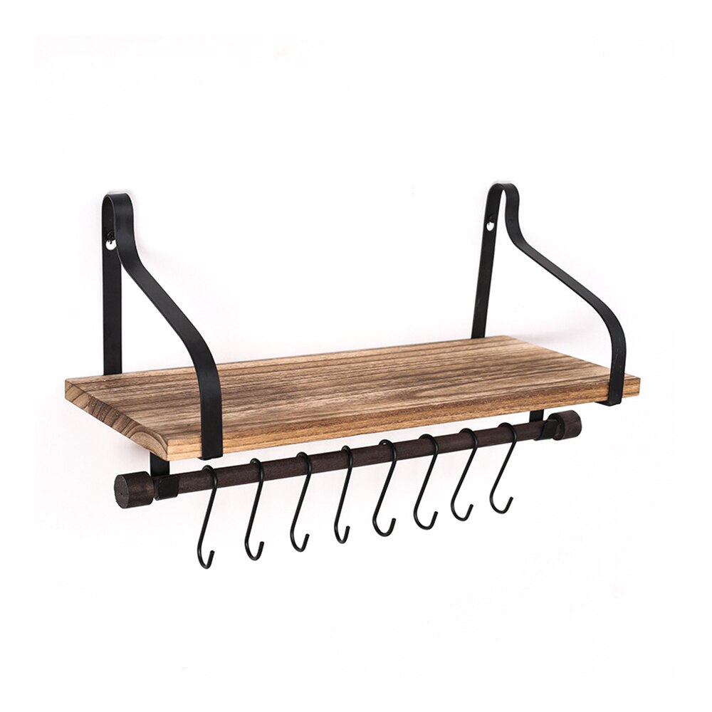 Floating Wall Shelf Mounted Rustic Wood for Bathroom Kitchen Decor Storage Removable Hooks and Towel Bar Floating Wall Shelf