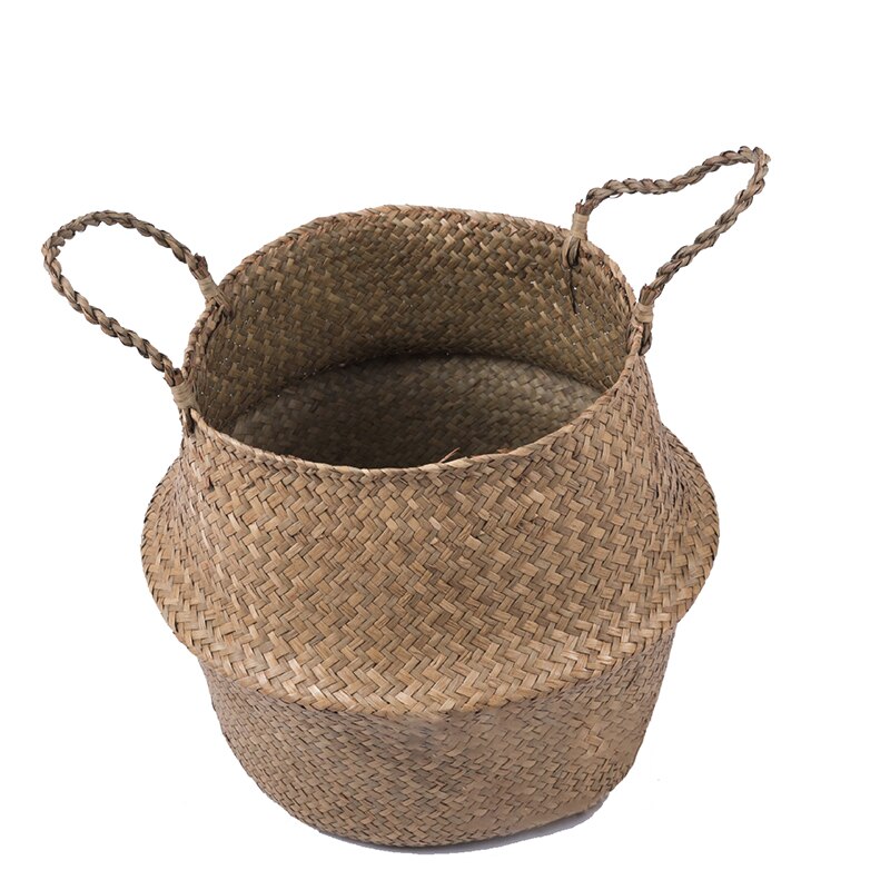 Foldable Seaweed Weaving basket Flower Pot Seagrass wicker Basket Flower Plant Pot Natural Home Decor Garden Accessories