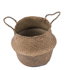 Foldable Seaweed Weaving basket Flower Pot Seagrass wicker Basket Flower Plant Pot Natural Home Decor Garden Accessories
