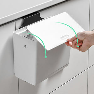 Garbage Bin with Sliding Lid Trash Can Cabinet Door Mounted Kitchen Garbage Can for Toilet Narrow Seam Home Storage Garbage Bin