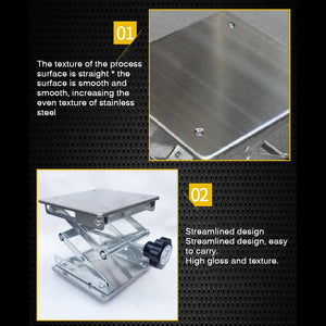 Hot Stainless Steel Router Lift Table Woodworking Engraving Lab Lifting Stand Rack Lifter 100x100mm Laboratory Lift Platform