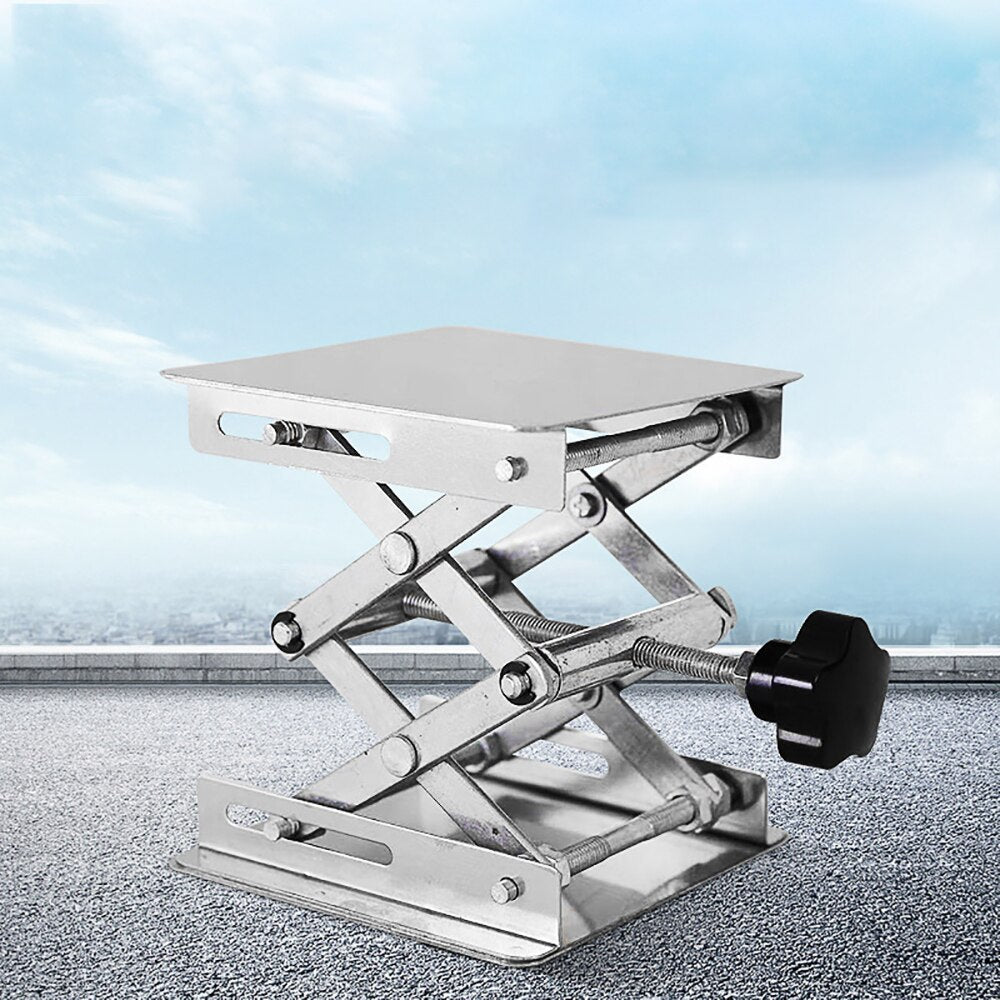 Hot Stainless Steel Router Lift Table Woodworking Engraving Lab Lifting Stand Rack Lifter 100x100mm Laboratory Lift Platform