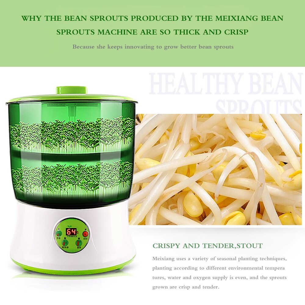 Intelligence Bean Sprouts Machine Germination Machine Double Layers Thermostat Green Seeds Automatic Sprouting Device Home Use