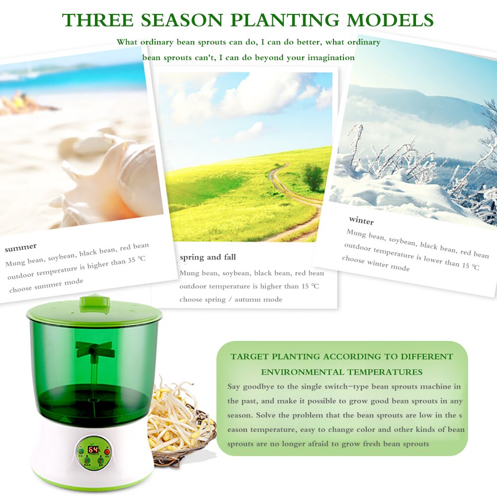 Intelligence Bean Sprouts Machine Germination Machine Double Layers Thermostat Green Seeds Automatic Sprouting Device Home Use