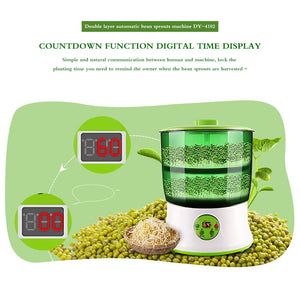 Intelligence Bean Sprouts Machine Germination Machine Double Layers Thermostat Green Seeds Automatic Sprouting Device Home Use
