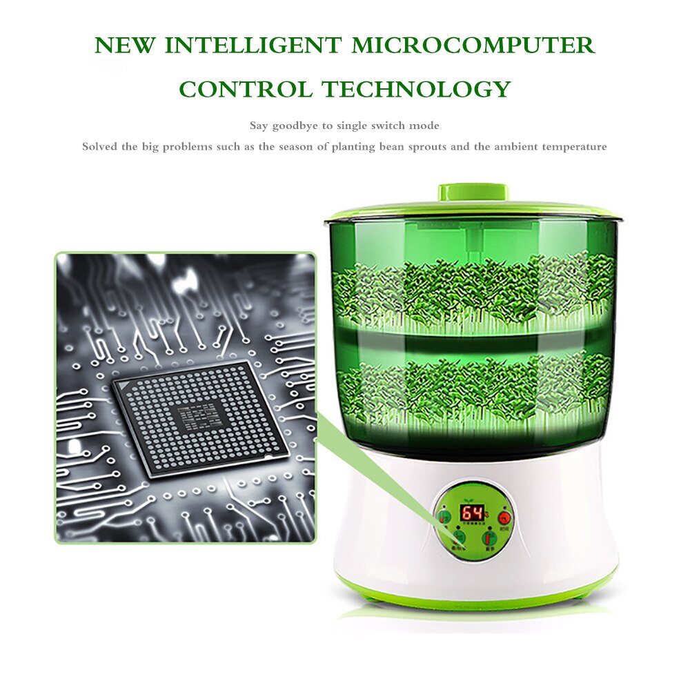 Intelligence Bean Sprouts Machine Germination Machine Double Layers Thermostat Green Seeds Automatic Sprouting Device Home Use