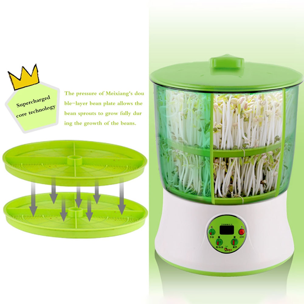 Intelligence Bean Sprouts Machine Germination Machine Double Layers Thermostat Green Seeds Automatic Sprouting Device Home Use