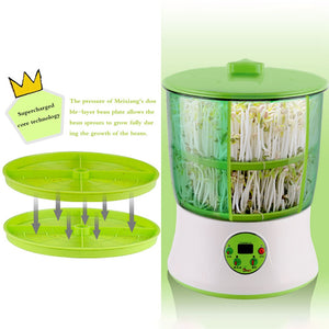 Intelligence Bean Sprouts Machine Germination Machine Double Layers Thermostat Green Seeds Automatic Sprouting Device Home Use