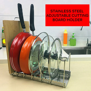 Kitchen Organizer Pot Lid Rack Stainless Steel Spoon Holder Pot Lid Shelf Cooking Dish Rack Pan Cover Drying Stand pan rack