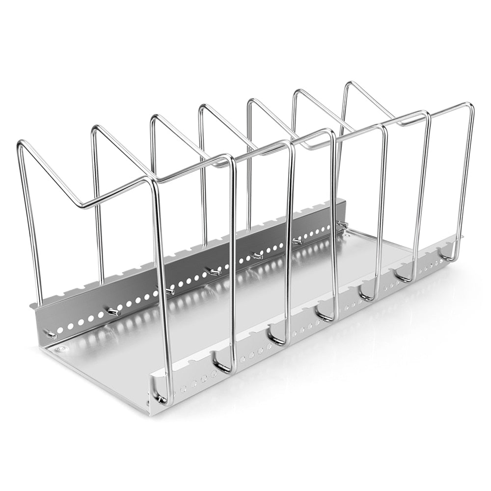 Kitchen Organizer Pot Lid Rack Stainless Steel Spoon Holder Pot Lid Shelf Cooking Dish Rack Pan Cover Drying Stand pan rack