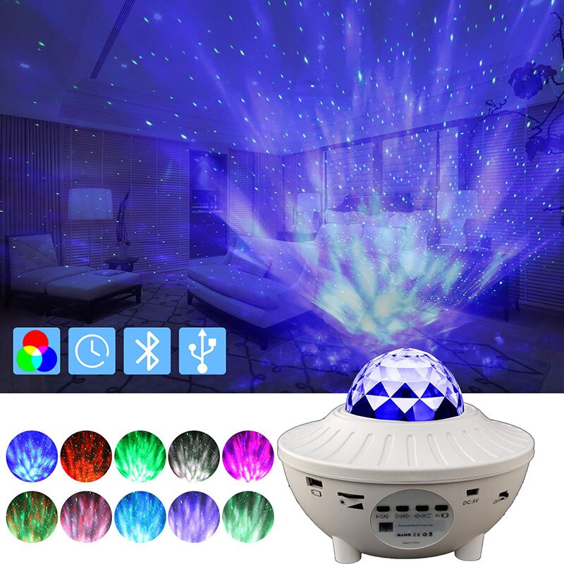 LED Music Starry Sky Projection Light LED Bluetooth Laser Light With Remote Control USB line 6W  Projector Night Lighting Lamp