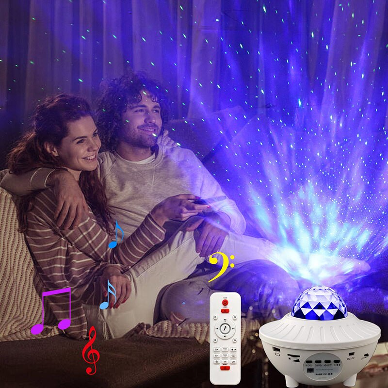 LED Music Starry Sky Projection Light LED Bluetooth Laser Light With Remote Control USB line 6W  Projector Night Lighting Lamp