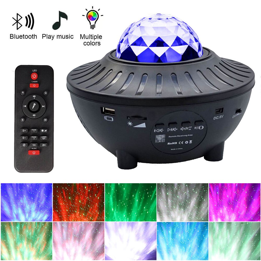 LED Music Starry Sky Projection Light LED Bluetooth Laser Light With Remote Control USB line 6W  Projector Night Lighting Lamp