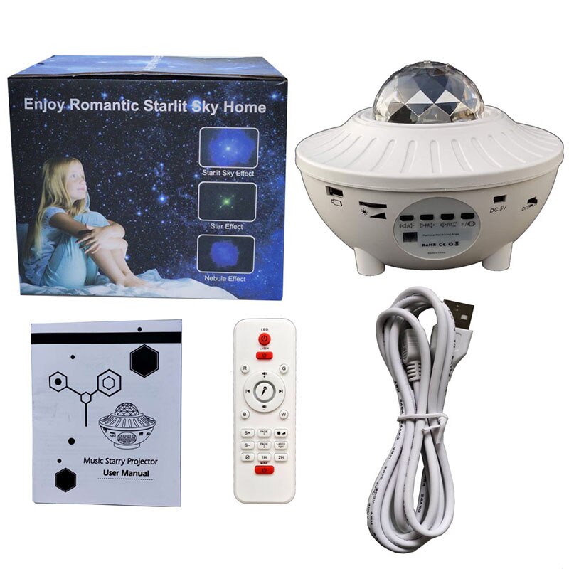 LED Music Starry Sky Projection Light LED Bluetooth Laser Light With Remote Control USB line 6W  Projector Night Lighting Lamp