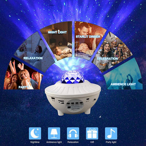 LED Music Starry Sky Projection Light LED Bluetooth Laser Light With Remote Control USB line 6W  Projector Night Lighting Lamp