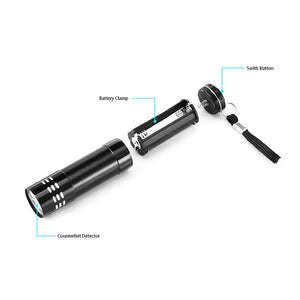 LED Ultraviolet Lamp Super Mini 9 LED Flashlight Black Flashlight Super Mini Aluminum UV Light Torch Lamp UV Night Flashlight