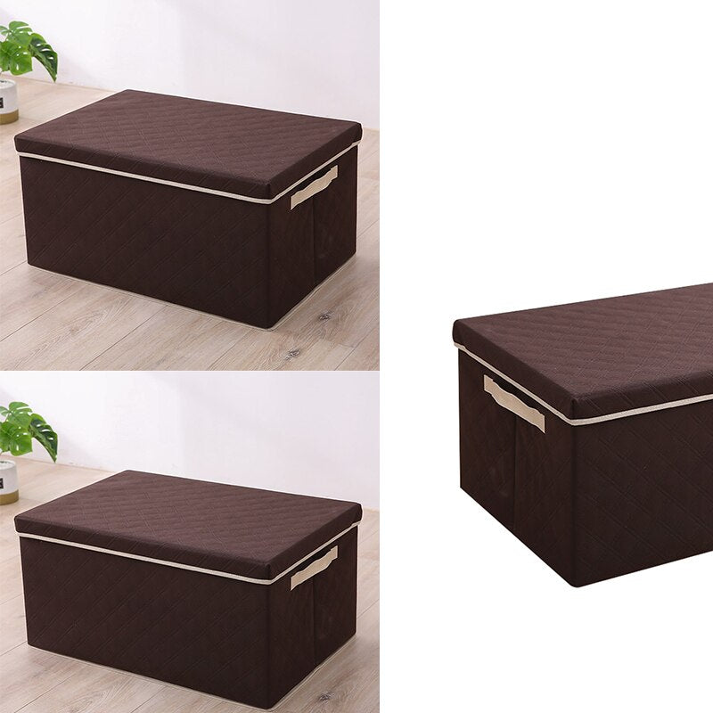 Large Capacity Fabric Folding Storage Box Foldable Bins Toys Organizer with Lids and Handles Storage Basket Laundry Basket