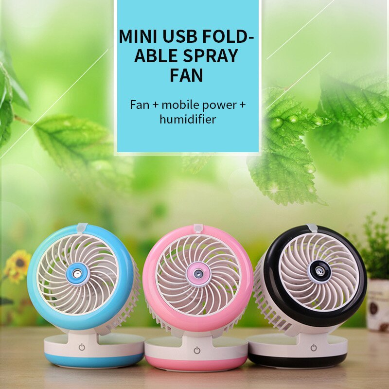 Mini USB Mobile Power Supply Spray Small Fan Humidifier Folding USB Small Fan For Indoors Outdoors  Folding Spray Small Fan