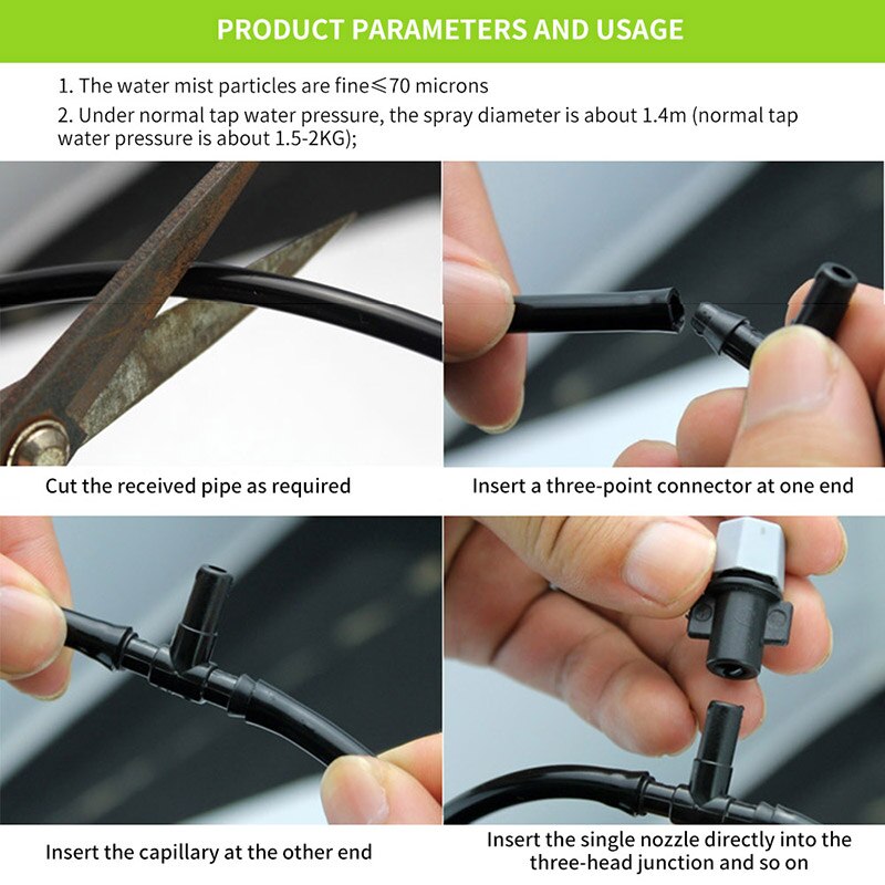 Misting Nozzle Watering Misting Spray Cooling System Nozzle Outdoor Garden Greenhouse park Plants Spray Hose Watering