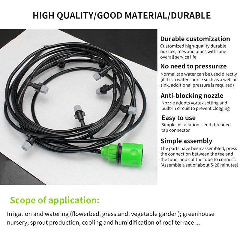 Misting Nozzle Watering Misting Spray Cooling System Nozzle Outdoor Garden Greenhouse park Plants Spray Hose Watering