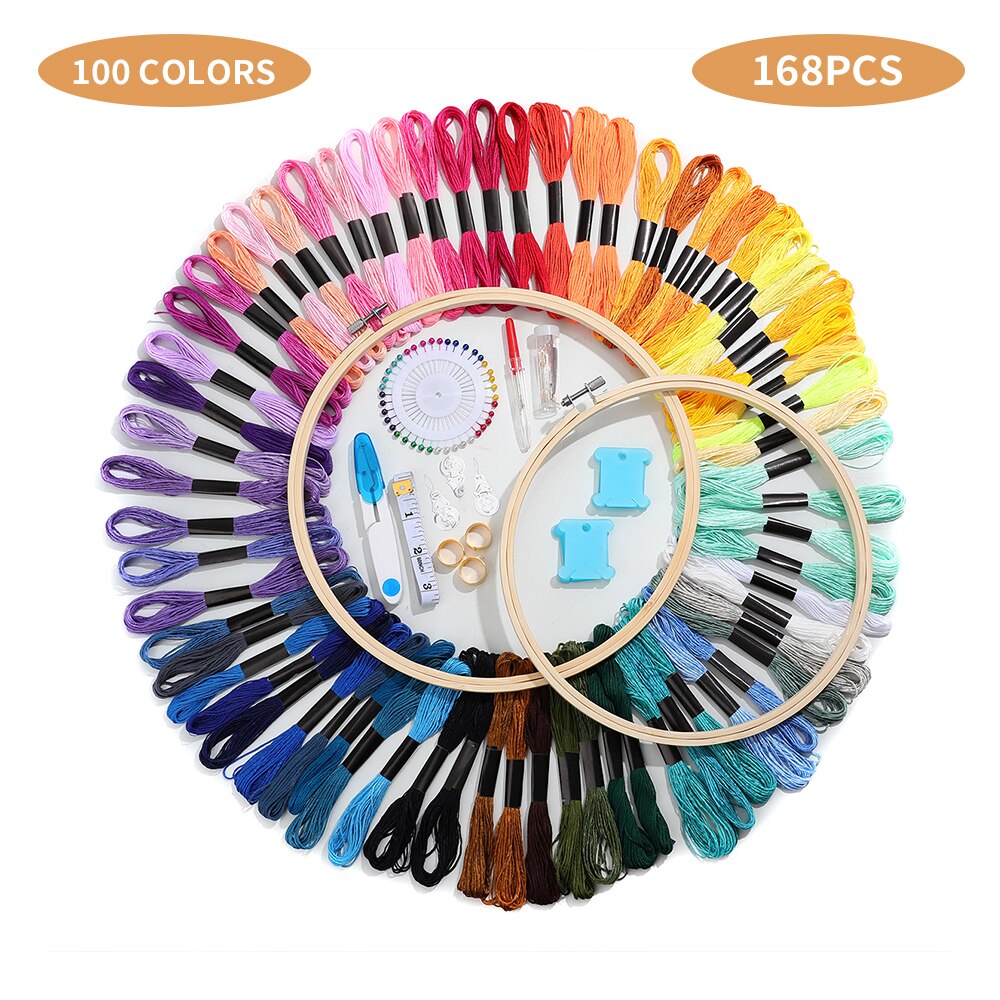 Multicolor Cross Stitch Threads Cotton Sewing Skeins Embroidery Thread Floss Skein Kit DIY Sewing Tool 100pcs Embroidery thread