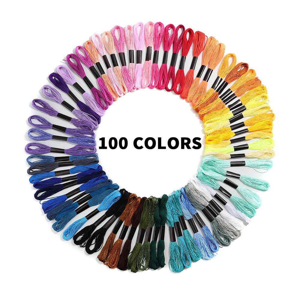 Multicolor Cross Stitch Threads Cotton Sewing Skeins Embroidery Thread Floss Skein Kit DIY Sewing Tool 100pcs Embroidery thread