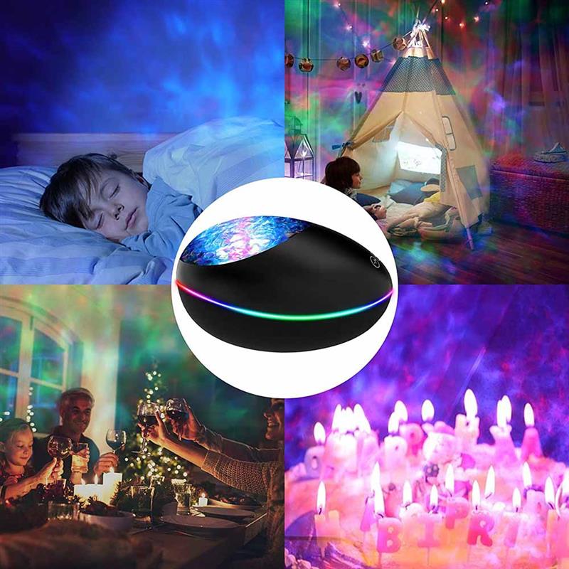 Night Light Projector Ocean Wave 8 Modes Blueteeth USB Voice Control Music Player LED Night Light Projector Light Decor KidsGif