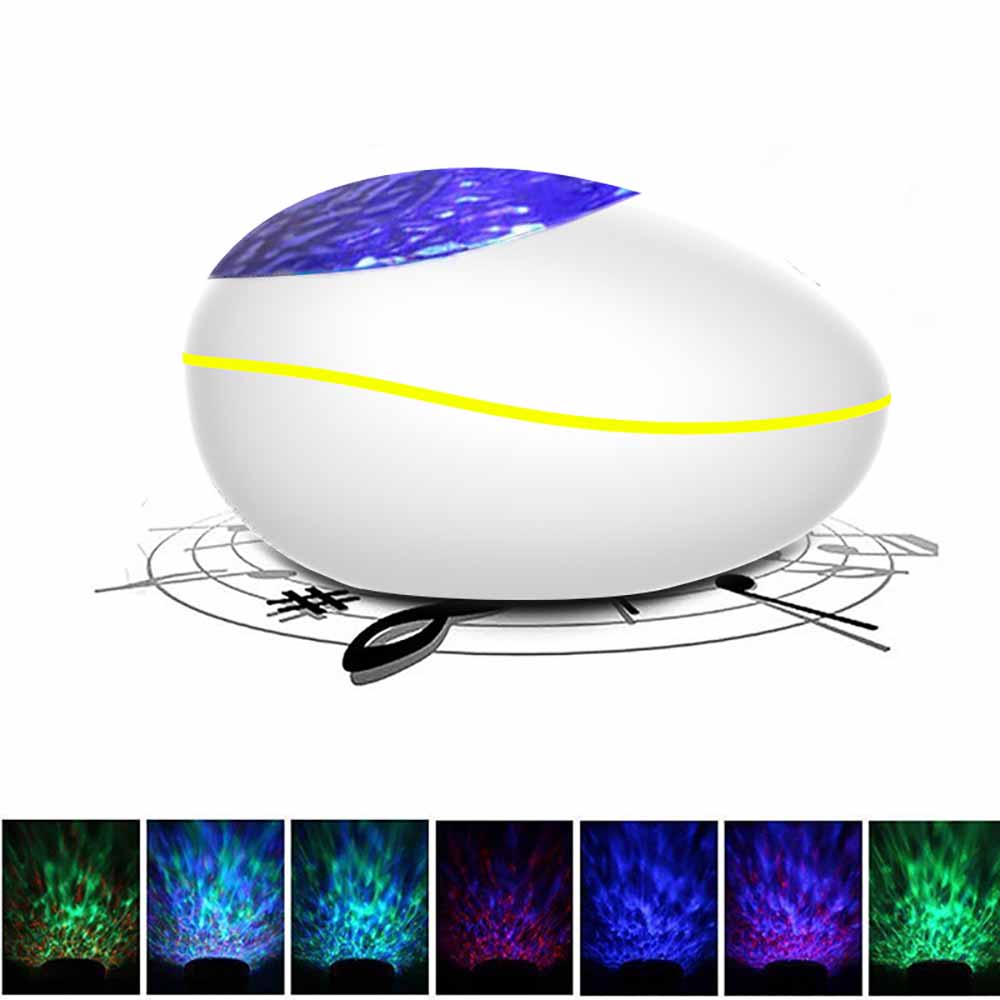 Night Light Projector Ocean Wave 8 Modes Blueteeth USB Voice Control Music Player LED Night Light Projector Light Decor KidsGif