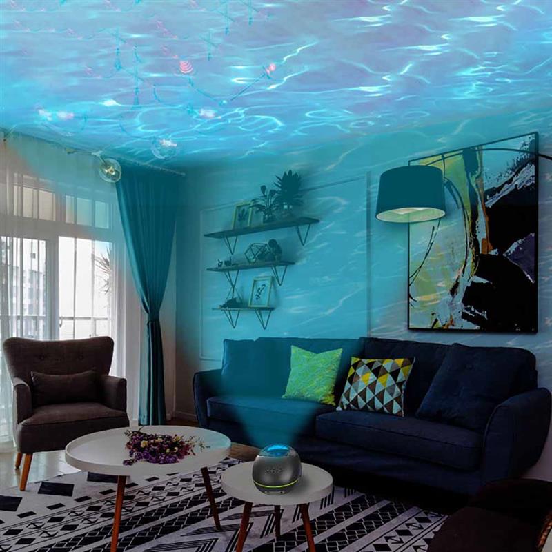 Night Light Projector Ocean Wave 8 Modes Blueteeth USB Voice Control Music Player LED Night Light Projector Light Decor KidsGif