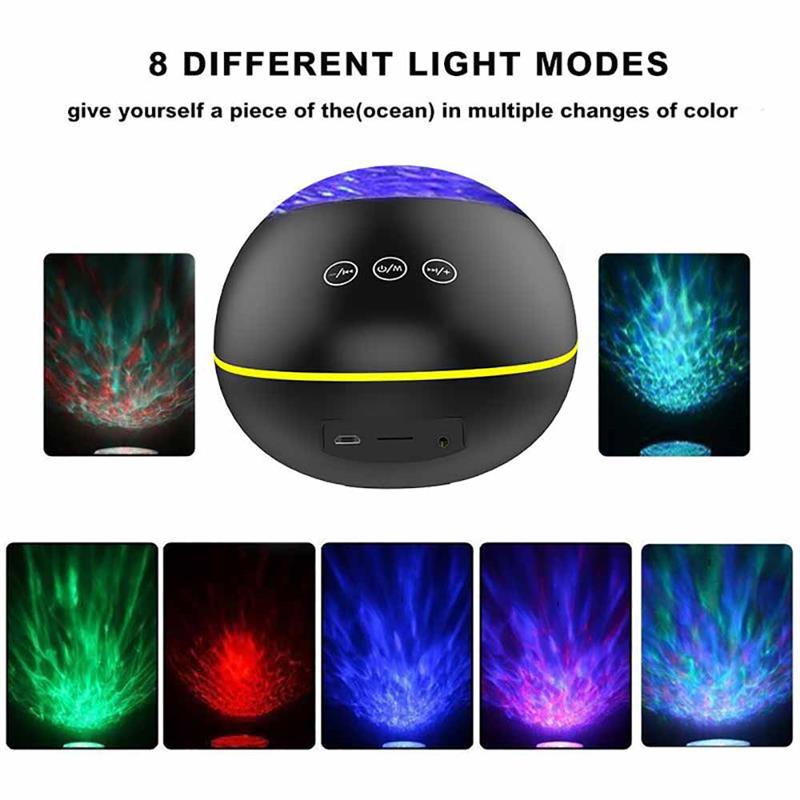 Night Light Projector Ocean Wave 8 Modes Blueteeth USB Voice Control Music Player LED Night Light Projector Light Decor KidsGif