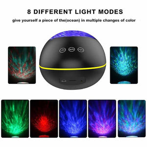 Night Light Projector Ocean Wave 8 Modes Blueteeth USB Voice Control Music Player LED Night Light Projector Light Decor KidsGif