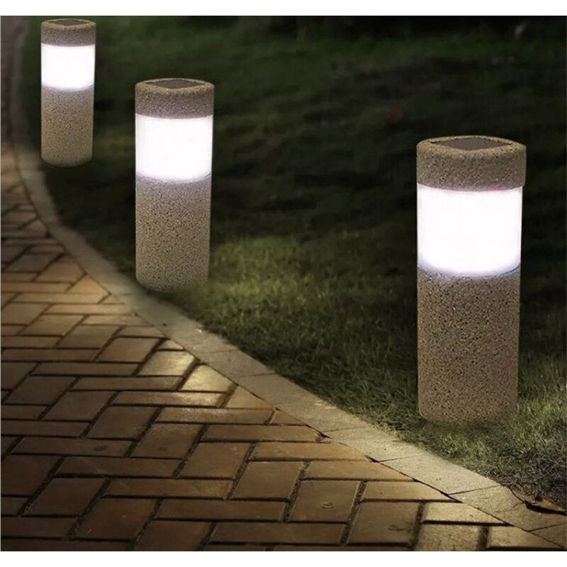 Outdoor Solar Power Stone Pillar White LED Light Landscape Pathway Light Solar Light For Garden Lawn Courtyard Decoration Lamp
