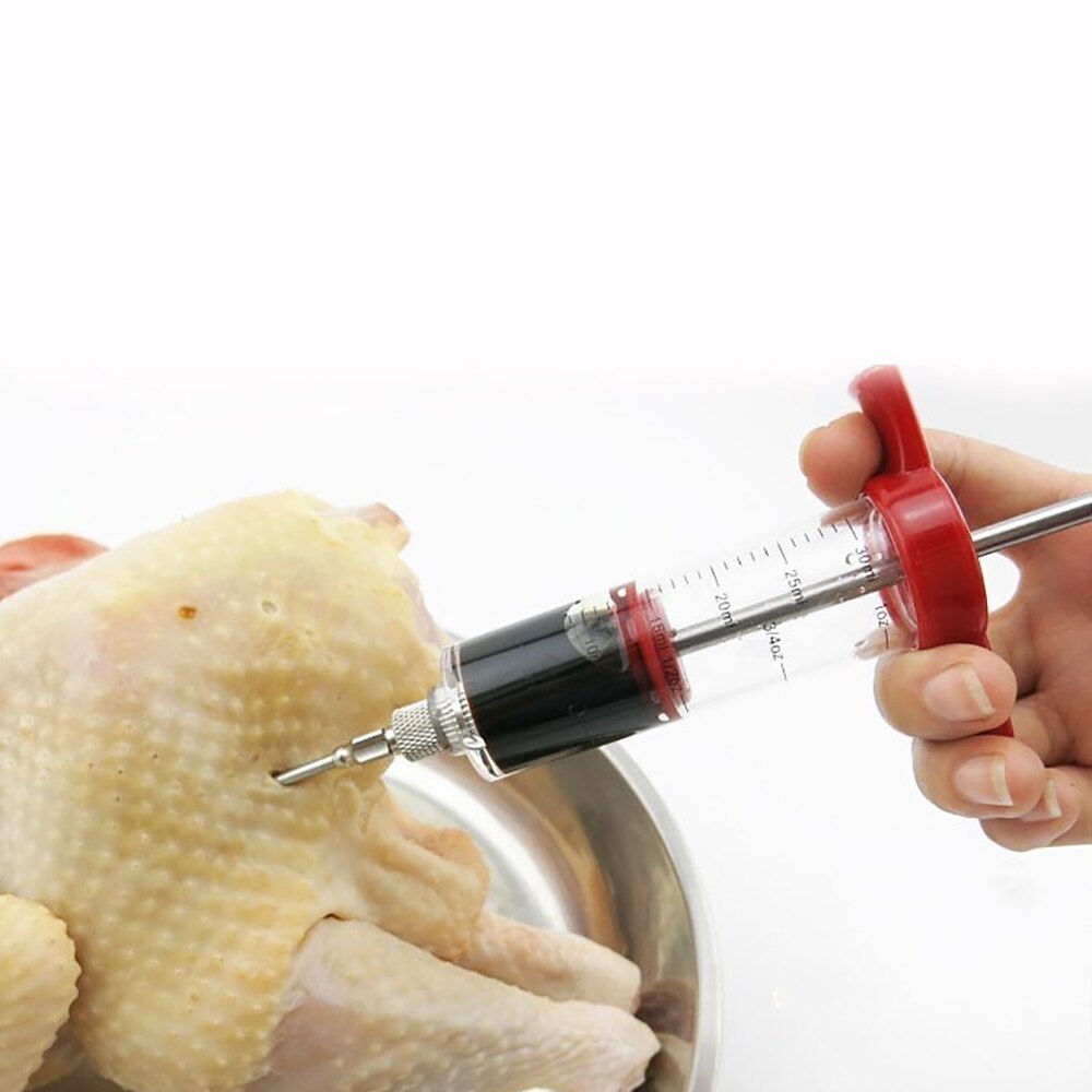 Stainless Steel Needles Spice Syringe Set BBQ Meat Flavor Injector Kitchen Cooking Sauce Marinade  Accessories Good Quality