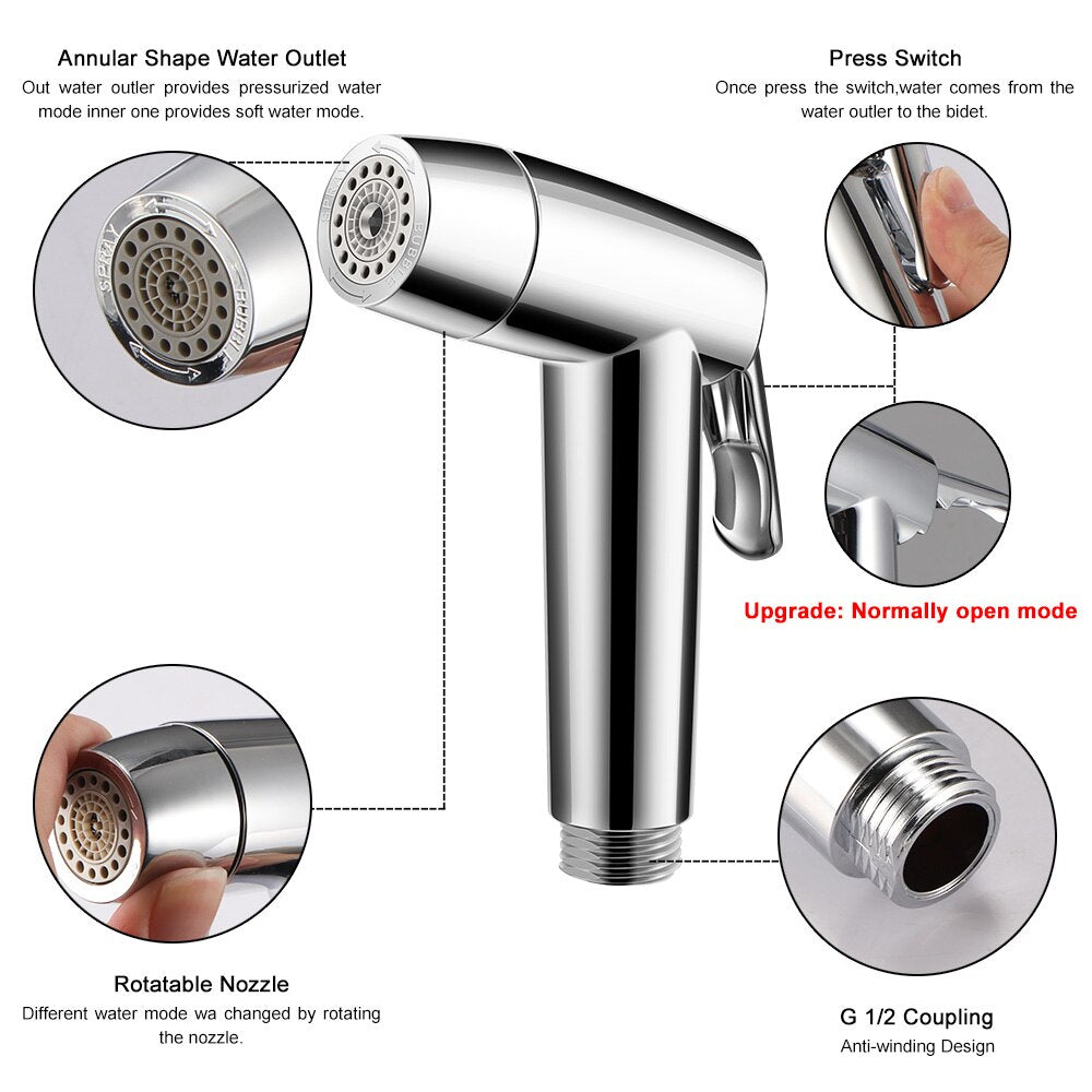 Toilet Handheld Two Function Toilet bidet sprayer Kit Stainless Steel Hand Bidets faucet Bathroom sprayer shower easy install