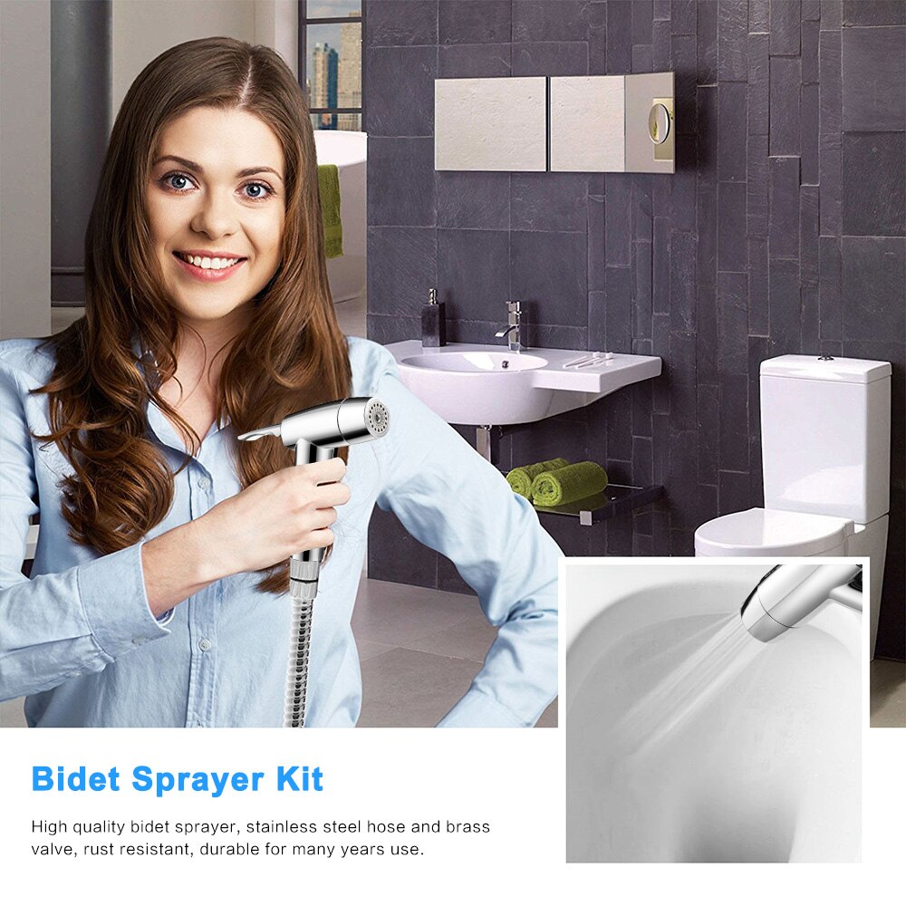 Toilet Handheld Two Function Toilet bidet sprayer Kit Stainless Steel Hand Bidets faucet Bathroom sprayer shower easy install