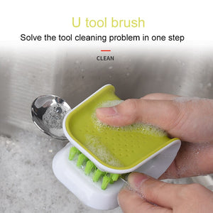 U-shape Cleaning Brush Multifunctional Kitchen Knife Fork Chopsticks Tableware Cleaning Tool U-shape Cleaning Brush