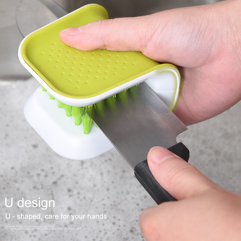 U-shape Cleaning Brush Multifunctional Kitchen Knife Fork Chopsticks Tableware Cleaning Tool U-shape Cleaning Brush