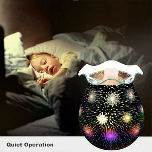 UK Plug 3D Glass Fireworks Electric Aroma Lamp Wax Melter Essential Oil Burner Aroma Night Light UK Plug Electric Aroma Lamp