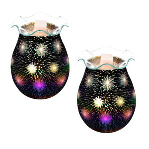 UK Plug 3D Glass Fireworks Electric Aroma Lamp Wax Melter Essential Oil Burner Aroma Night Light UK Plug Electric Aroma Lamp