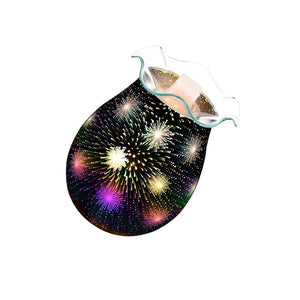 UK Plug 3D Glass Fireworks Electric Aroma Lamp Wax Melter Essential Oil Burner Aroma Night Light UK Plug Electric Aroma Lamp